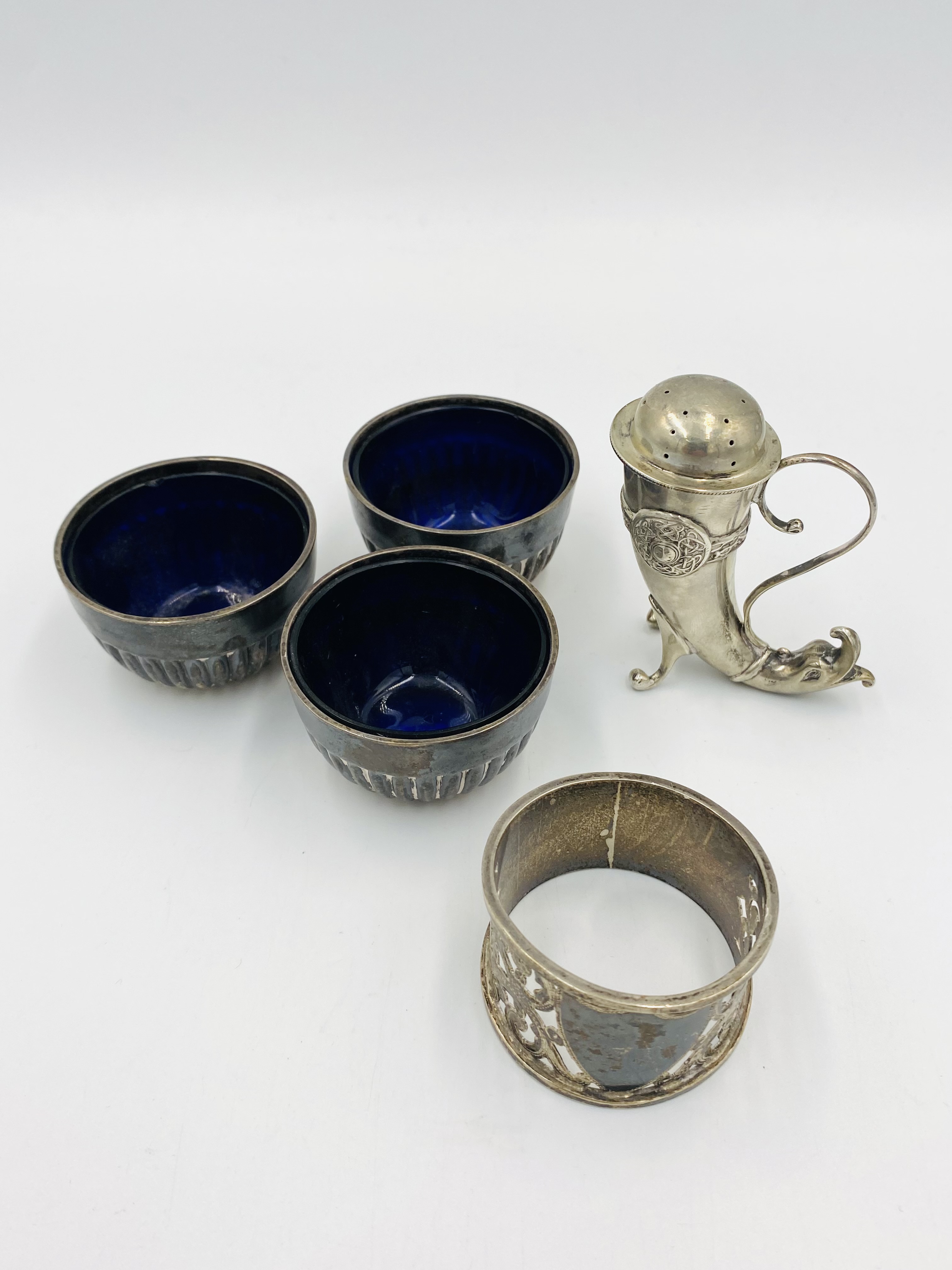 Three Mappin & Webb silver salts and other items - Image 2 of 3