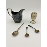 Silver milk jug and other items