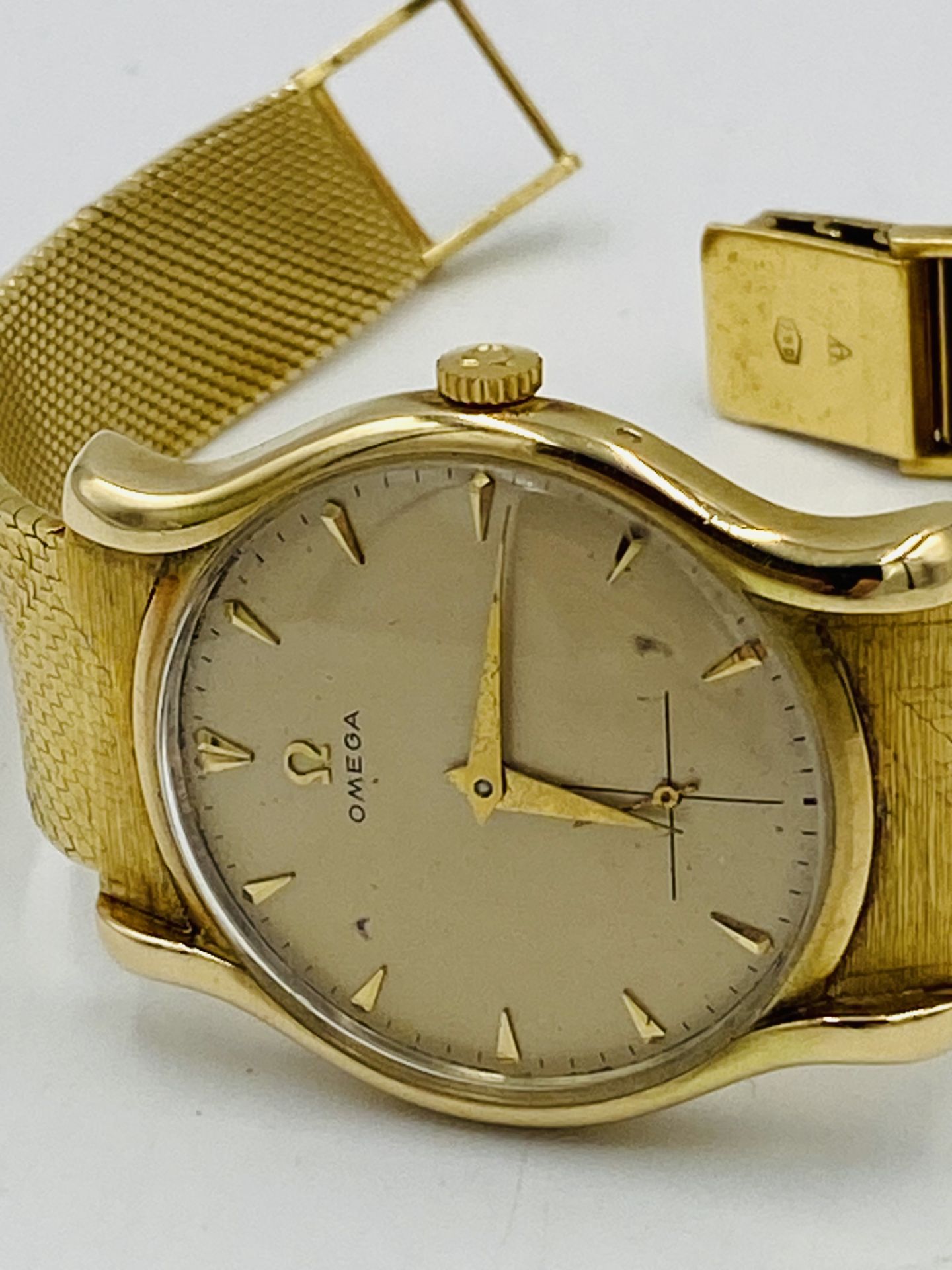 18ct gold Omega gentleman's wristwatch on an 18ct gold mesh strap - Bild 2 aus 8