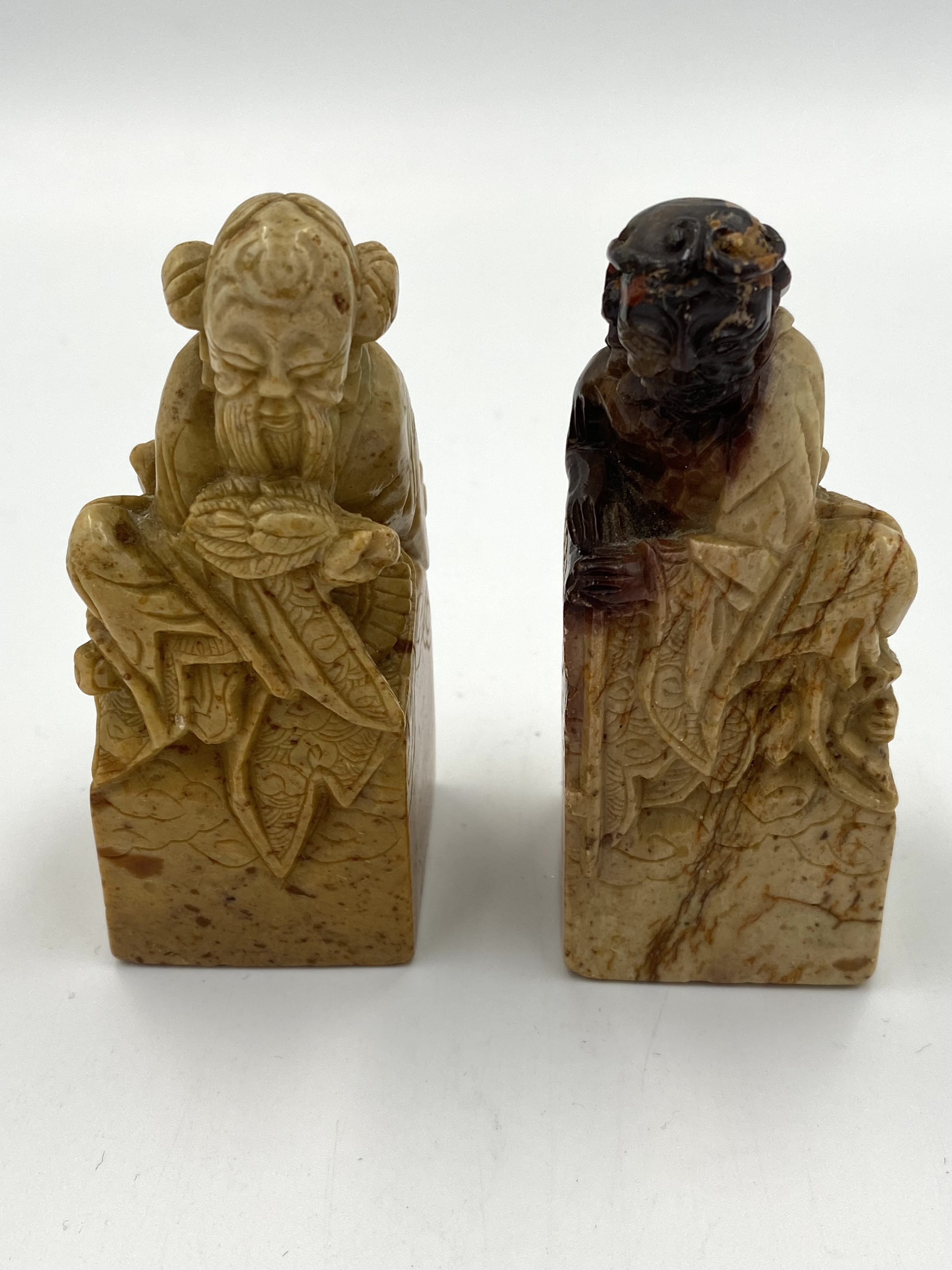 Pair of early 20th century Chinese carved soapstone seals - Image 7 of 9