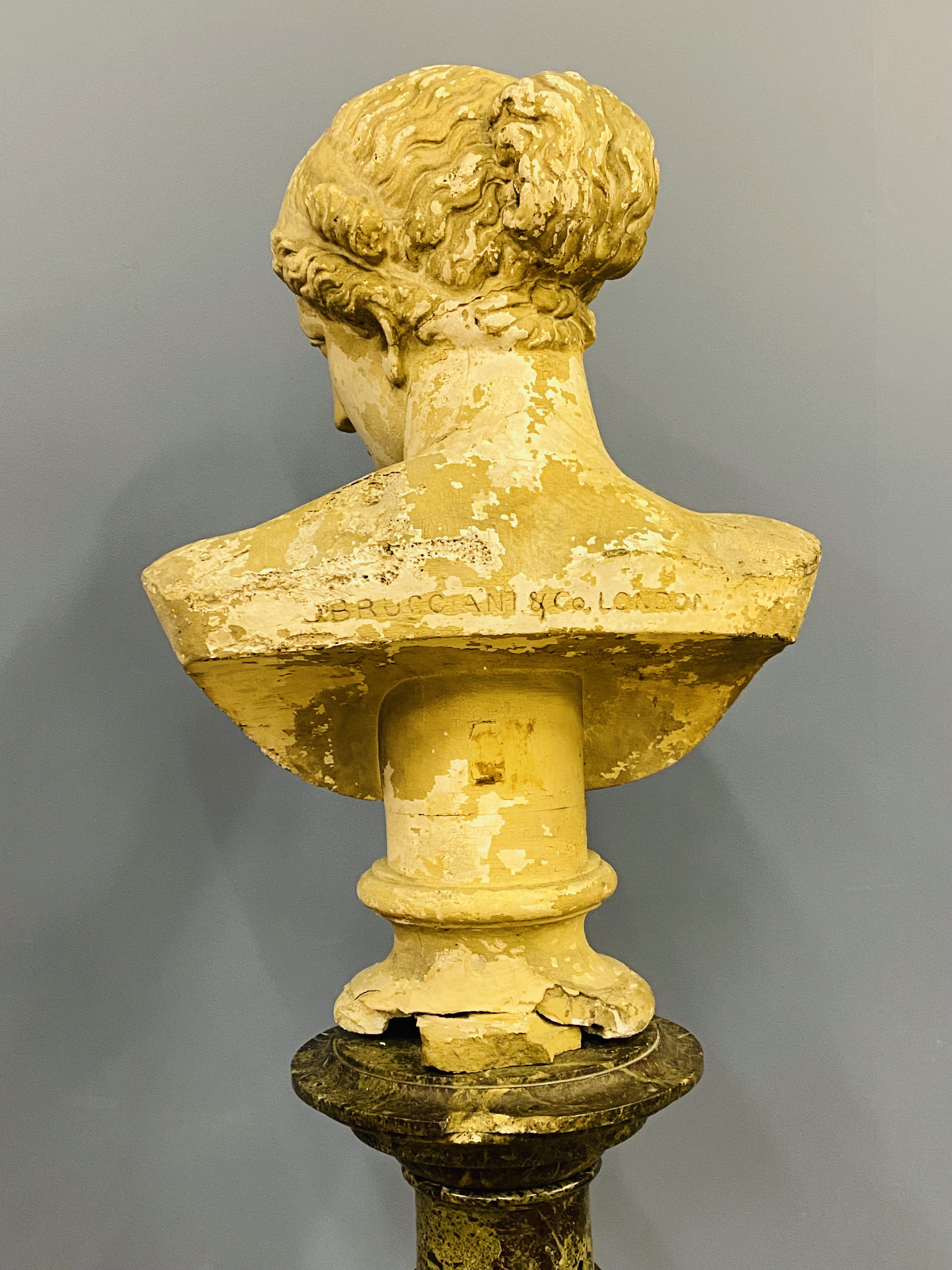 19th century plaster bust on marble column - Image 7 of 12