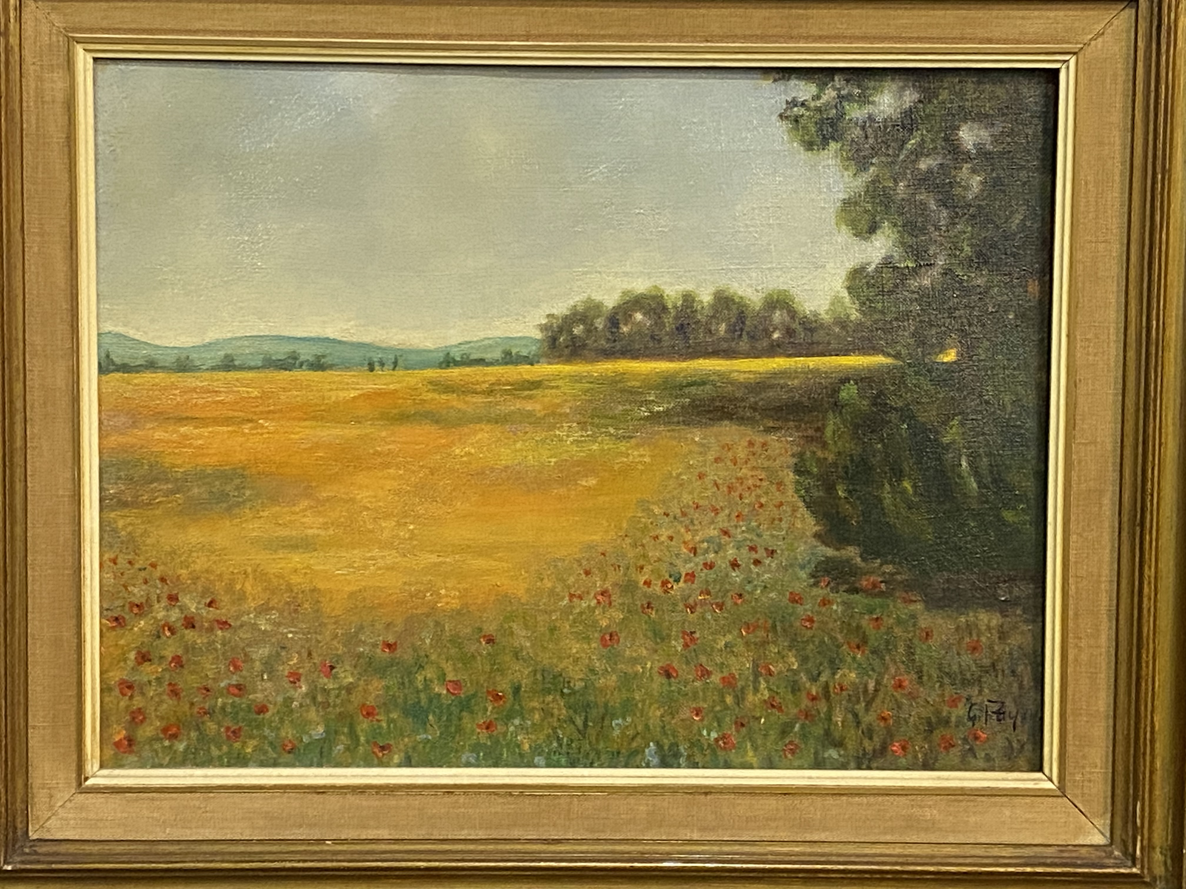 Framed oil on canvas of a cornfield, signed G. Fay '61 - Image 2 of 4