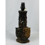 Carved wood Oriental style table lamp