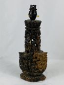 Carved wood Oriental style table lamp