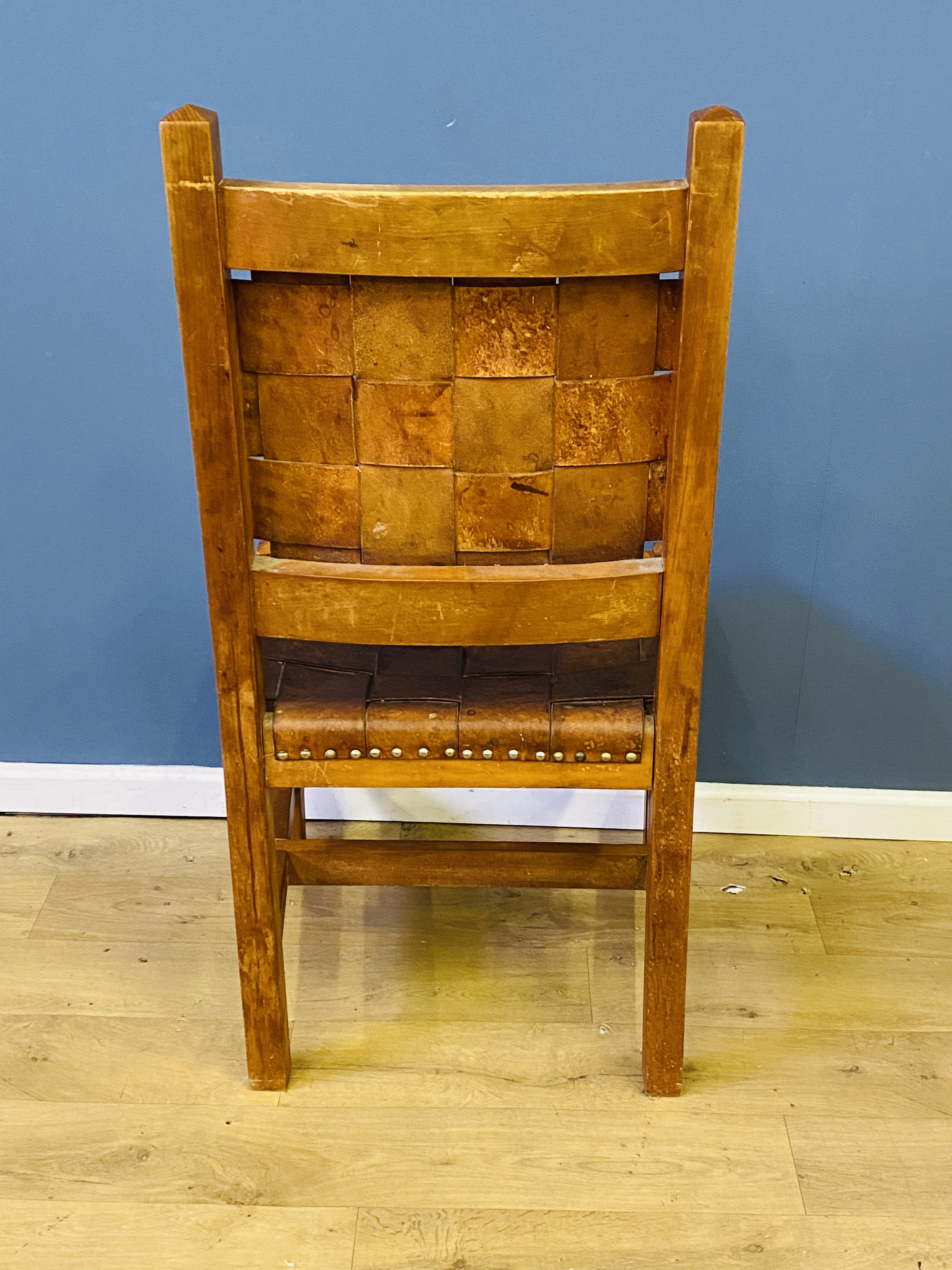 Leather strapwork side chair - Image 6 of 6