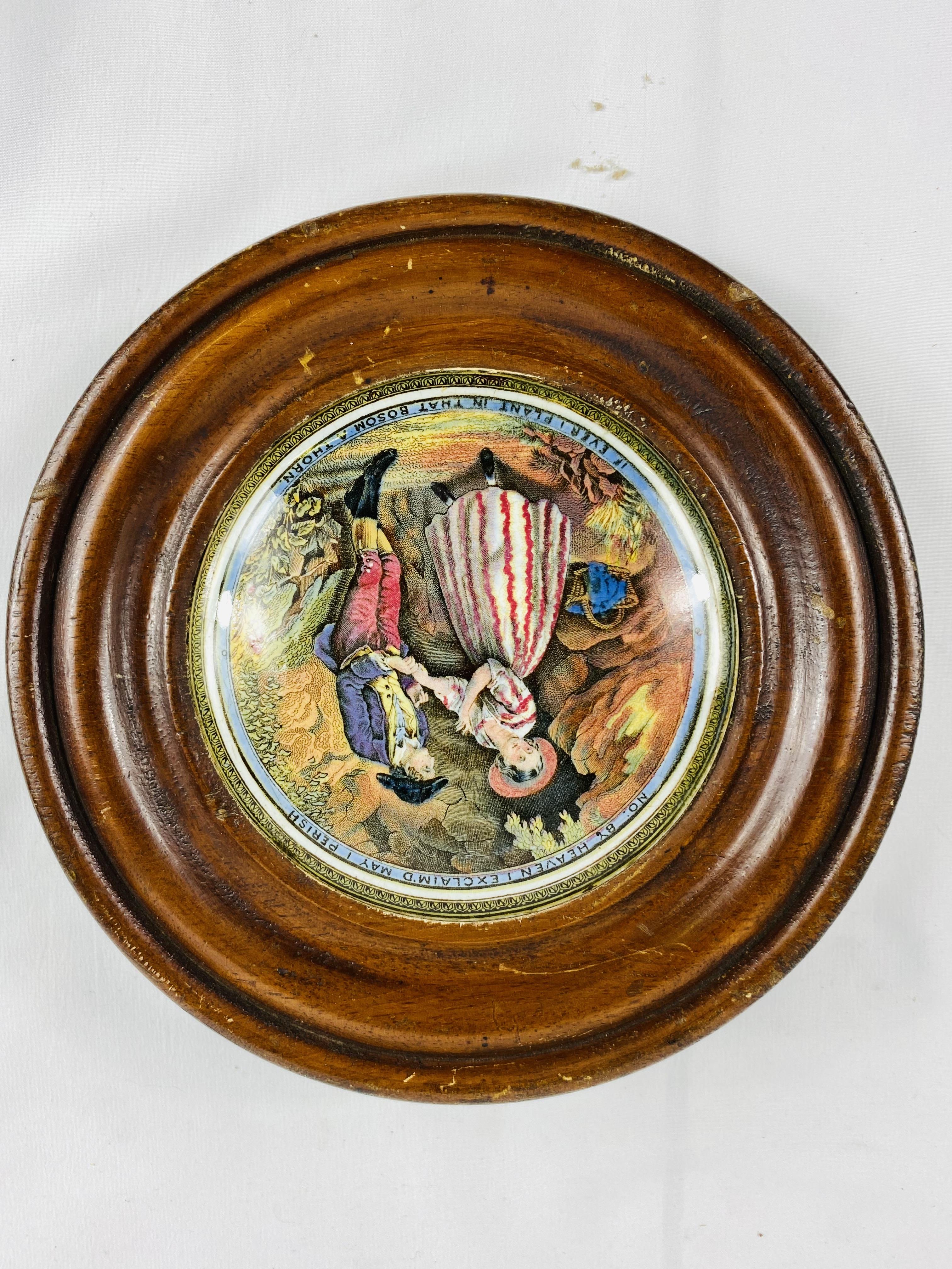 Five wood framed ceramic pot lids - Image 3 of 7