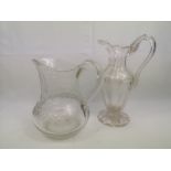 Victorian cut glass water jug and wine ewer
