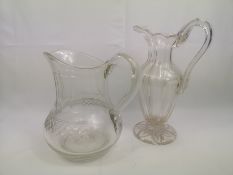 Victorian cut glass water jug and wine ewer