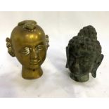 Two Chinese cast bronze Buddha heads