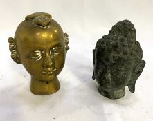 Two Chinese cast bronze Buddha heads