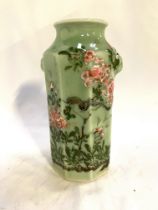 Chinese octagonal celadon vase