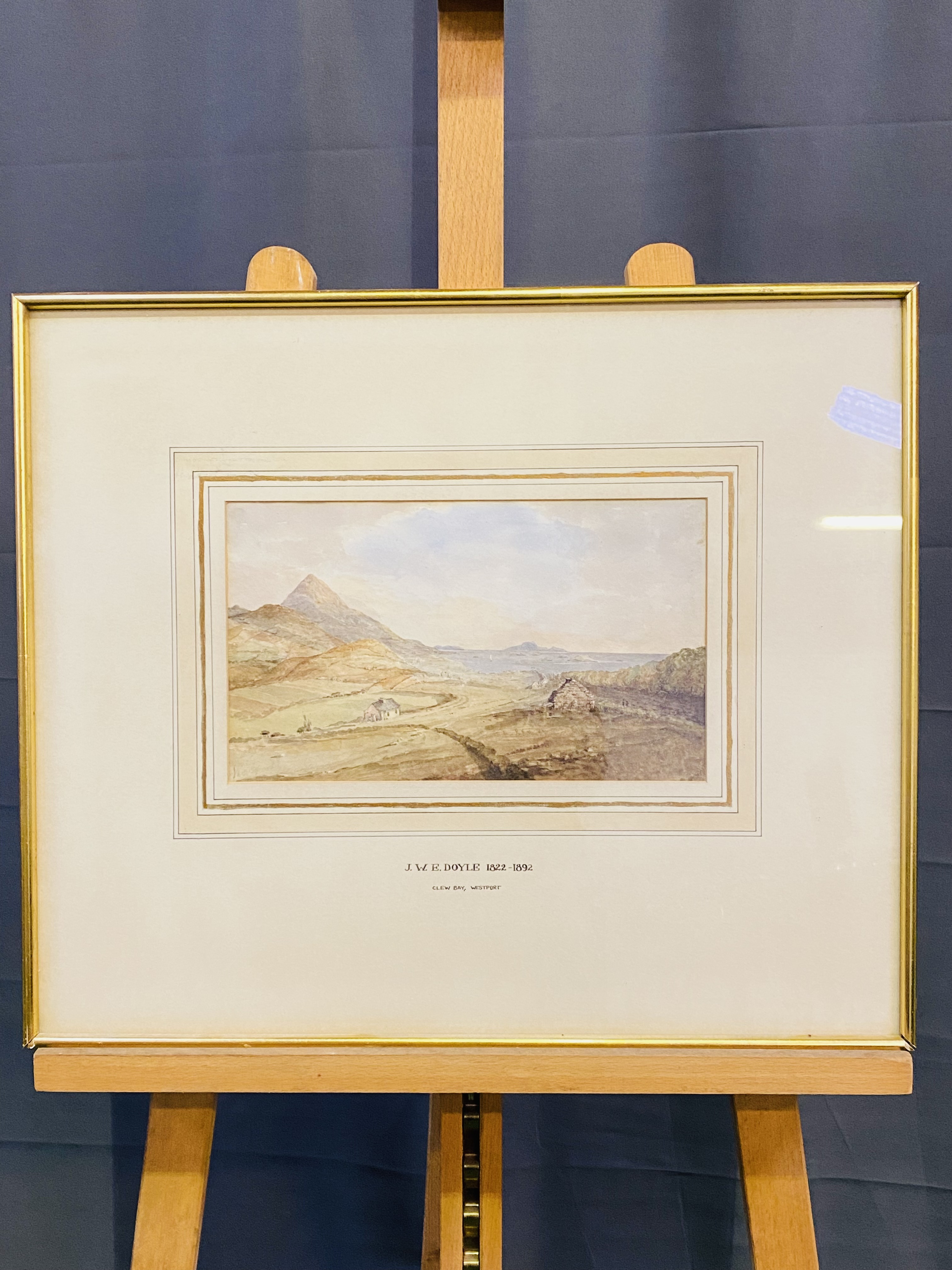 Framed and glazed watercolour of a landscape written to border, J W Doyle 1822 - 1892 - Image 2 of 4