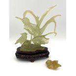 Early 20th century chinese carved jade figure of a bird