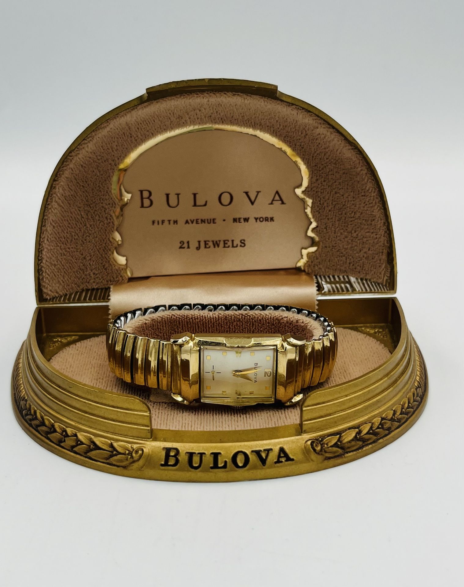 Bulova "tank" style 10k rolled gold cased manual wind wrist watch - Bild 7 aus 7