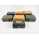 Seven leather jewellery boxes