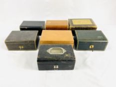 Seven leather jewellery boxes