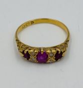 18ct gold, ruby and diamond ring