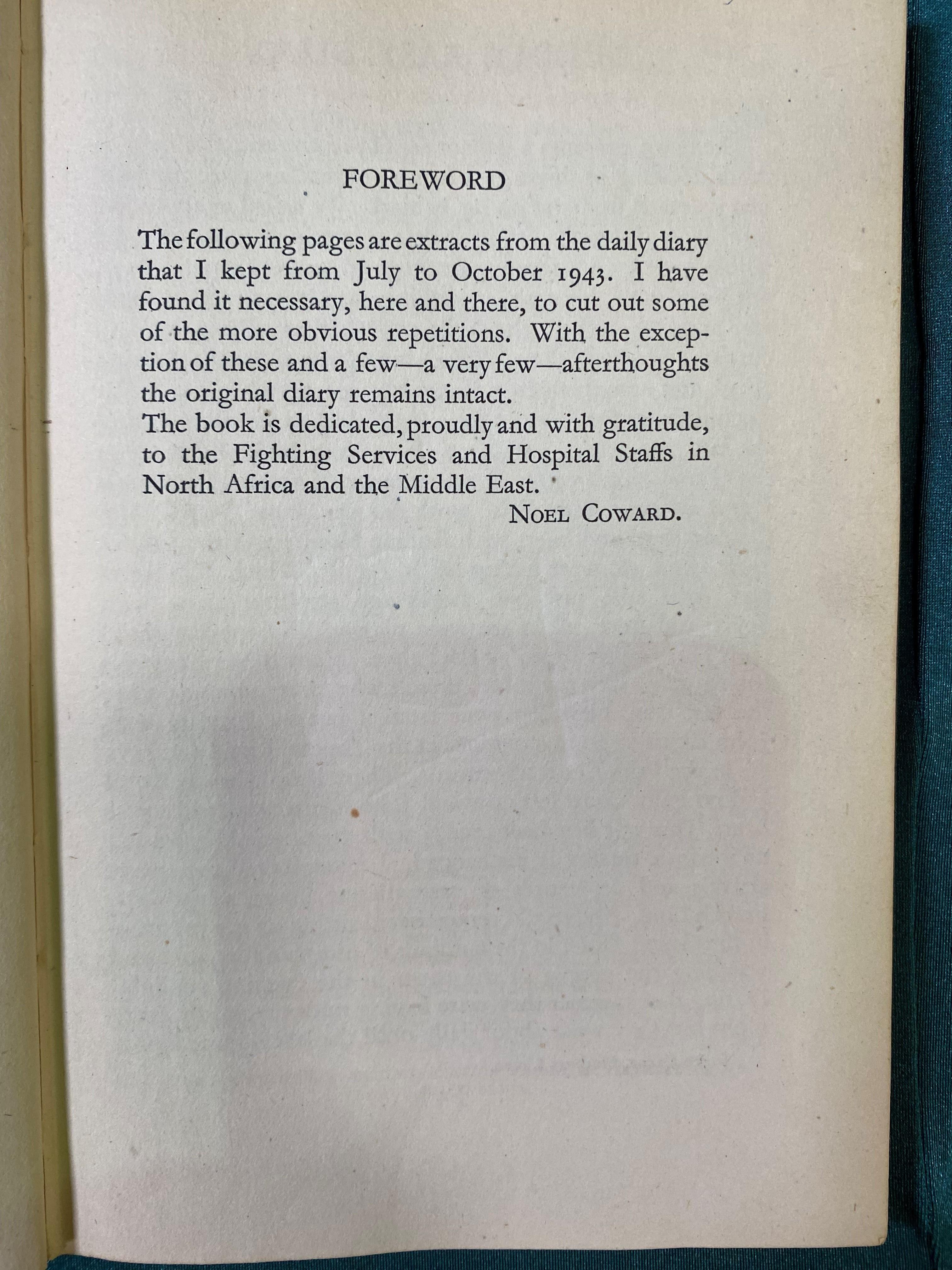 Noel Coward, Middle East Diary, first edition, William Heinemann Ltd, 1944 - Image 5 of 7