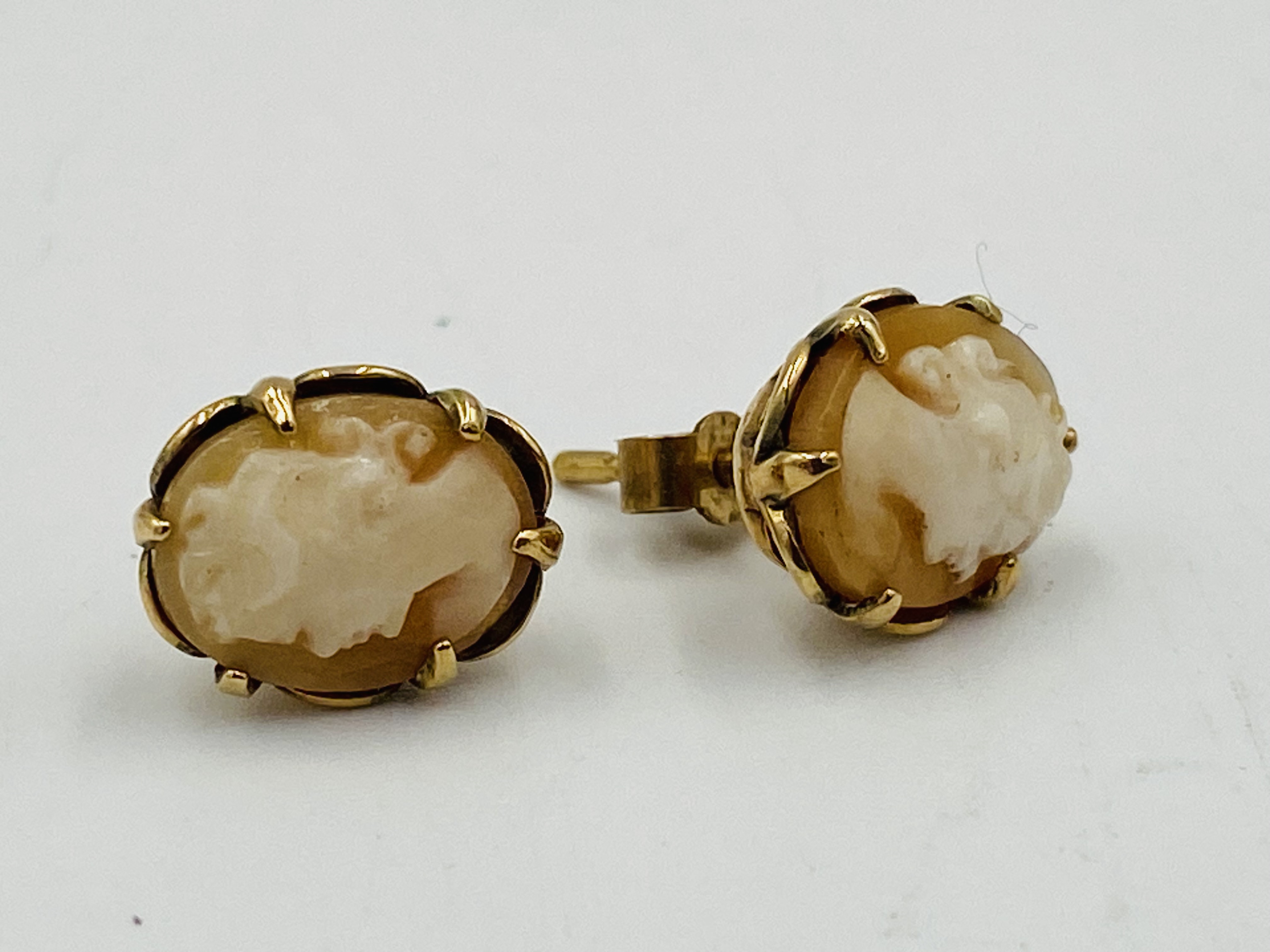 Pair of 9ct gold cameo earrings