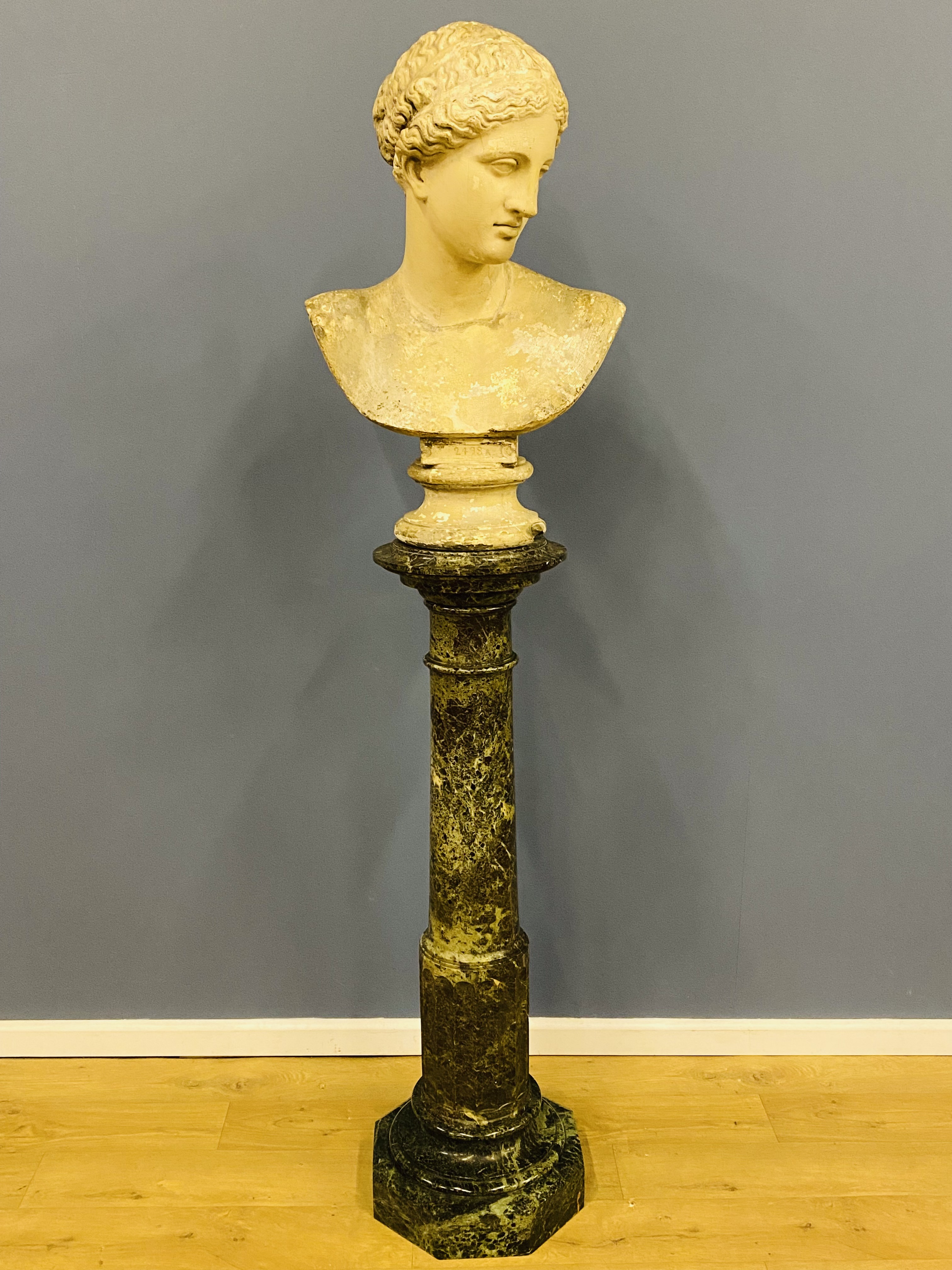 19th century plaster bust on marble column