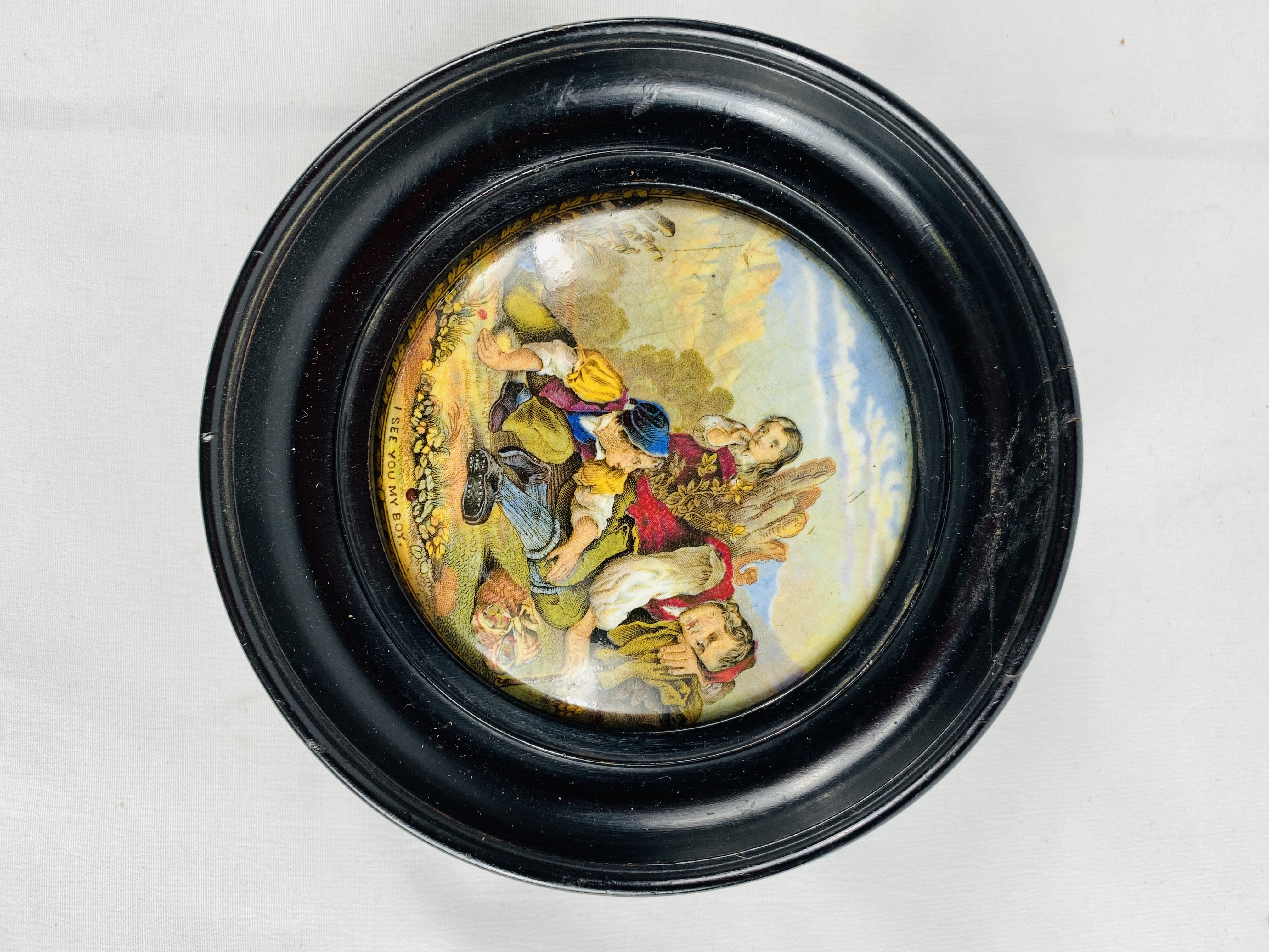Five wood framed ceramic pot lids - Image 6 of 7