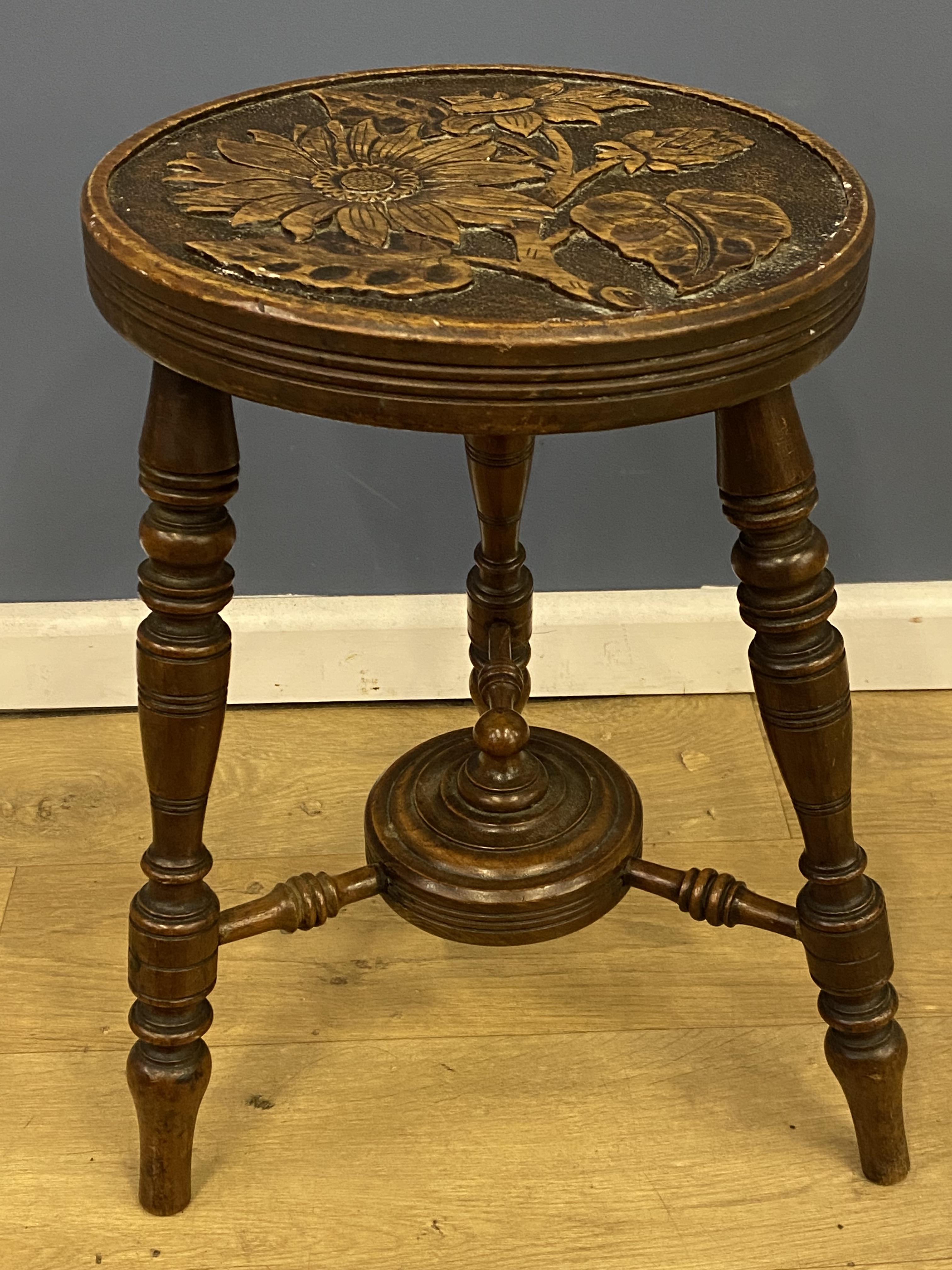 Carved Edwardian stool