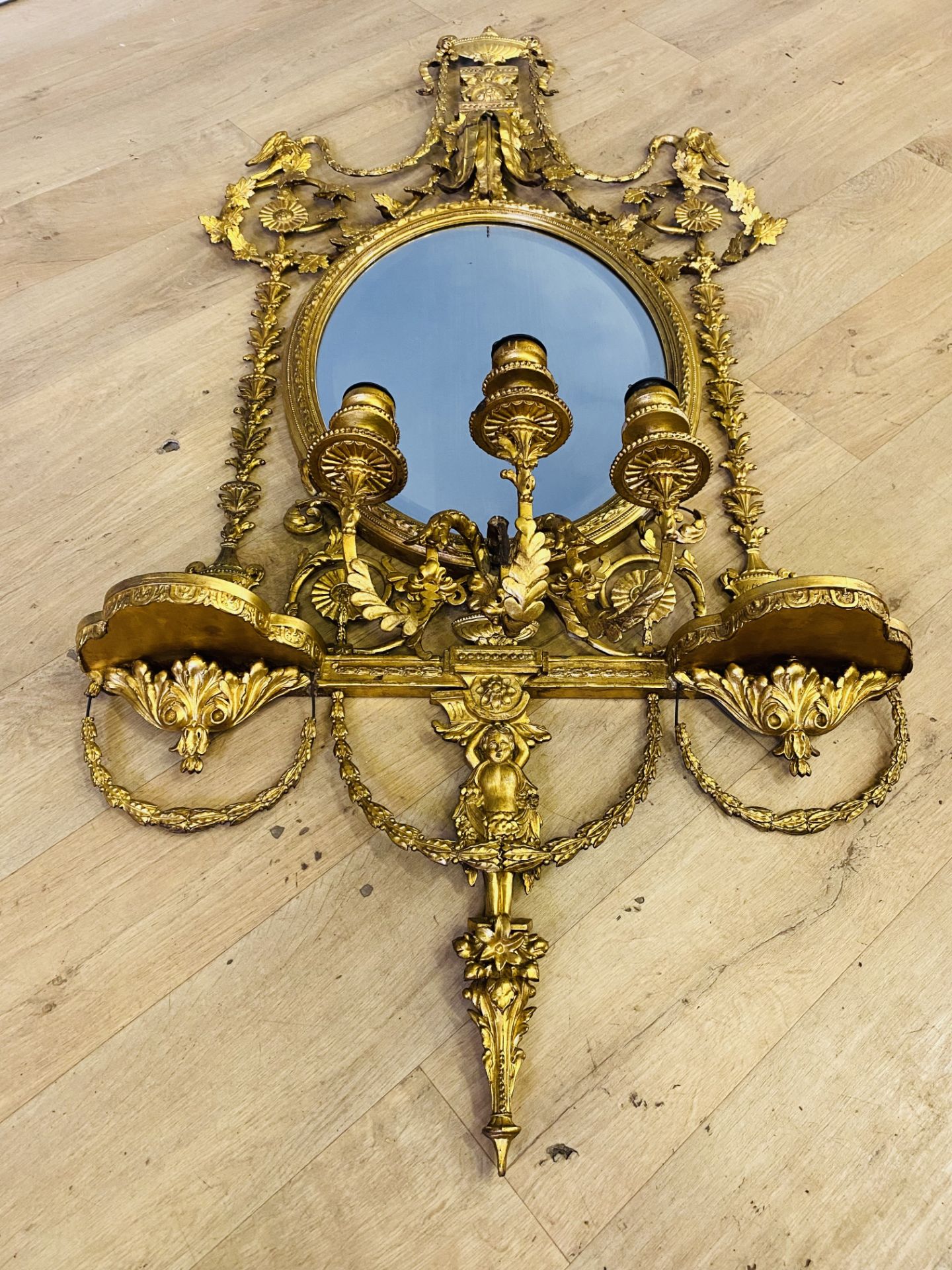 19th century gilt gesso girandole mirror - Bild 9 aus 9