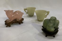 Four Chinese hardstone items