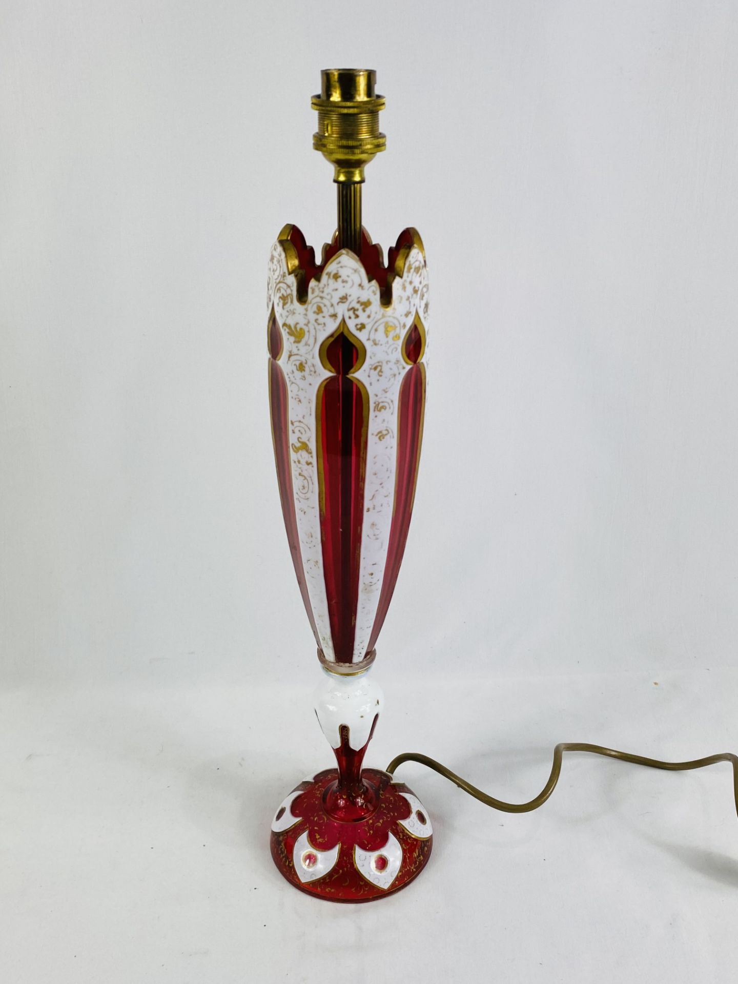 Bohemian glass table lamp with gilt decoration - Image 4 of 4