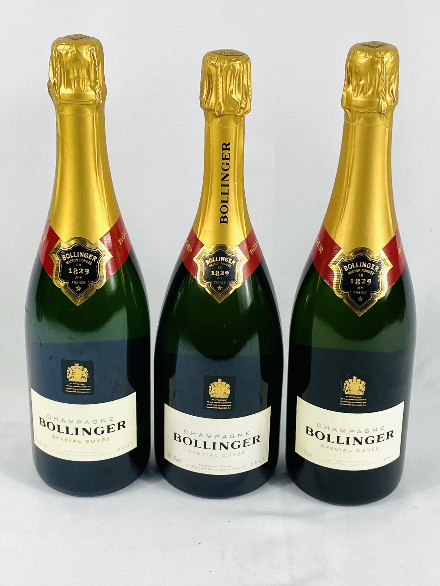 Three 75cl bottles of Bollinger Special Cuvée Brut NV.
