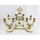 Late 19th century Louis XVI style mantel clock and garnitures