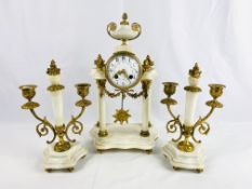 Late 19th century Louis XVI style mantel clock and garnitures