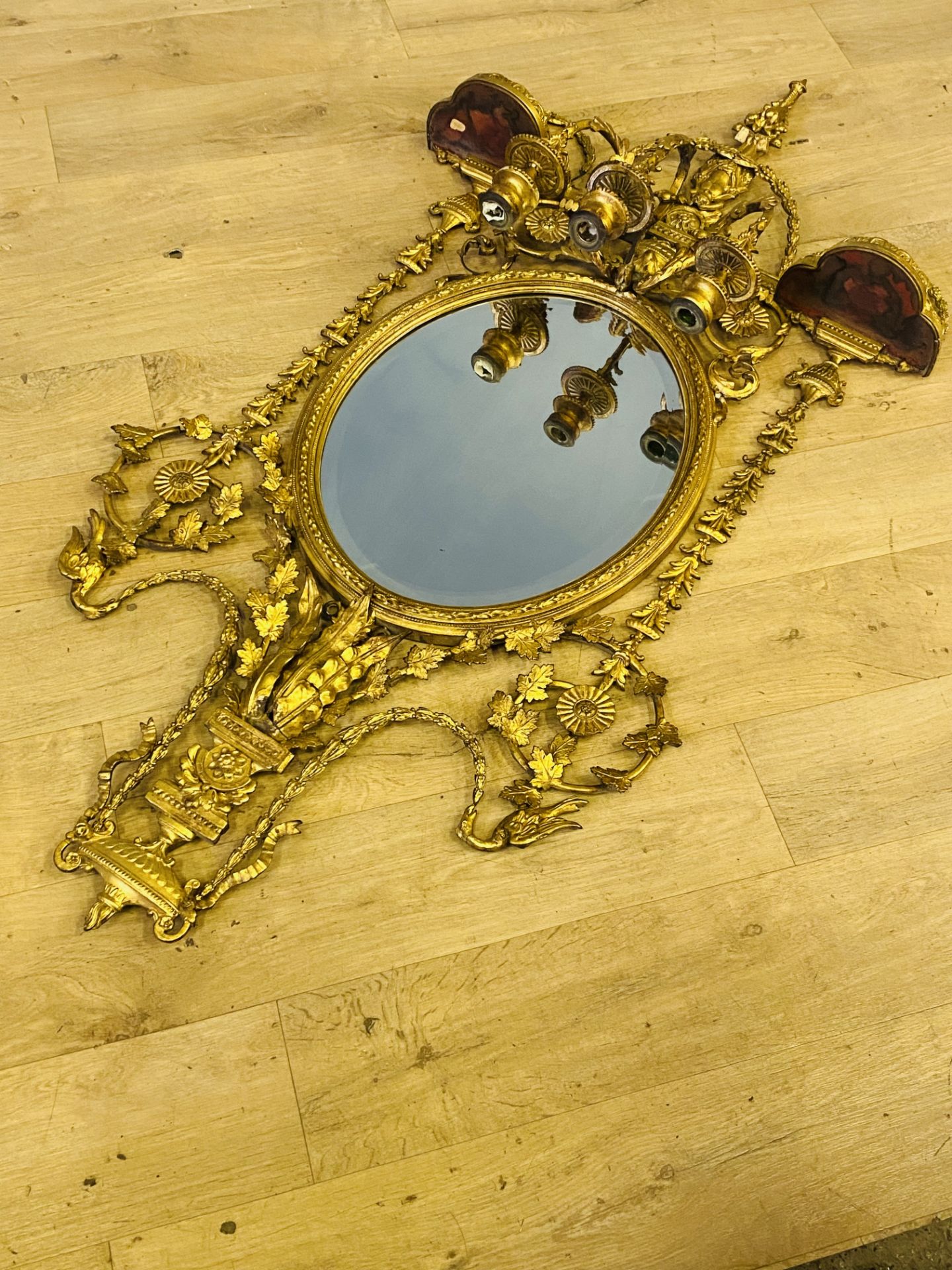 19th century gilt gesso girandole mirror - Bild 5 aus 9