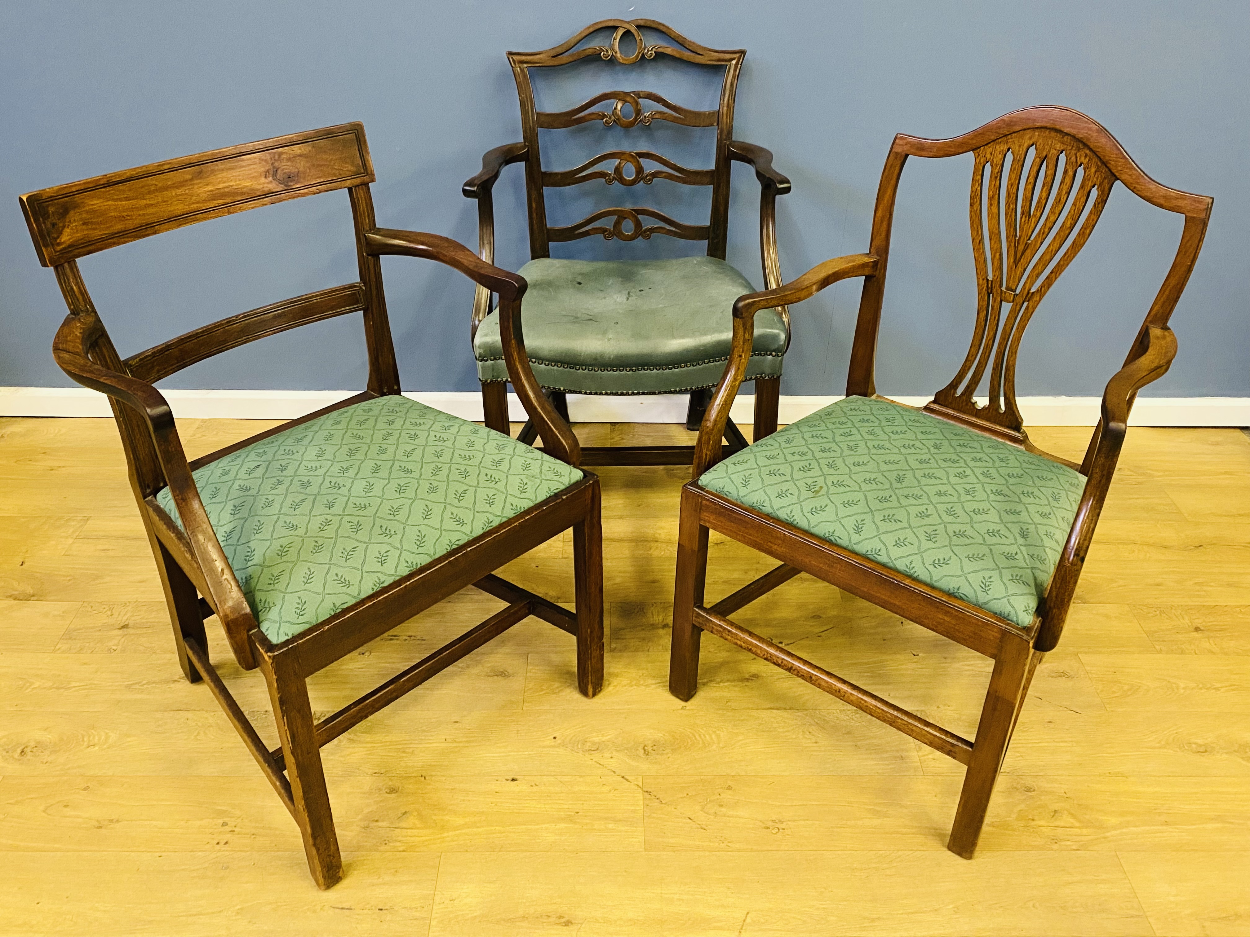 Five chairs, to include three elbow chairs - Image 4 of 6