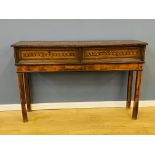 Marquetry inlaid two drawer console table