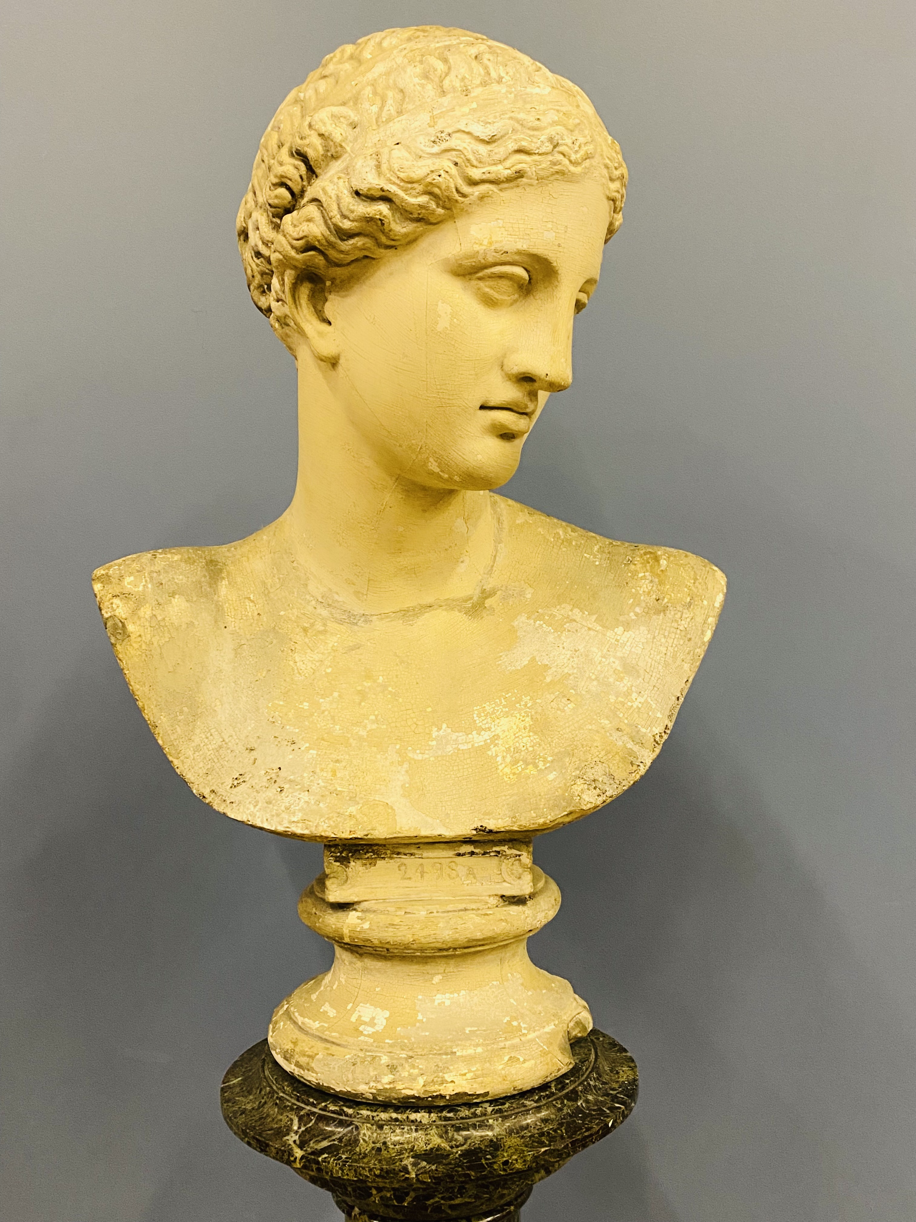 19th century plaster bust on marble column - Image 2 of 12