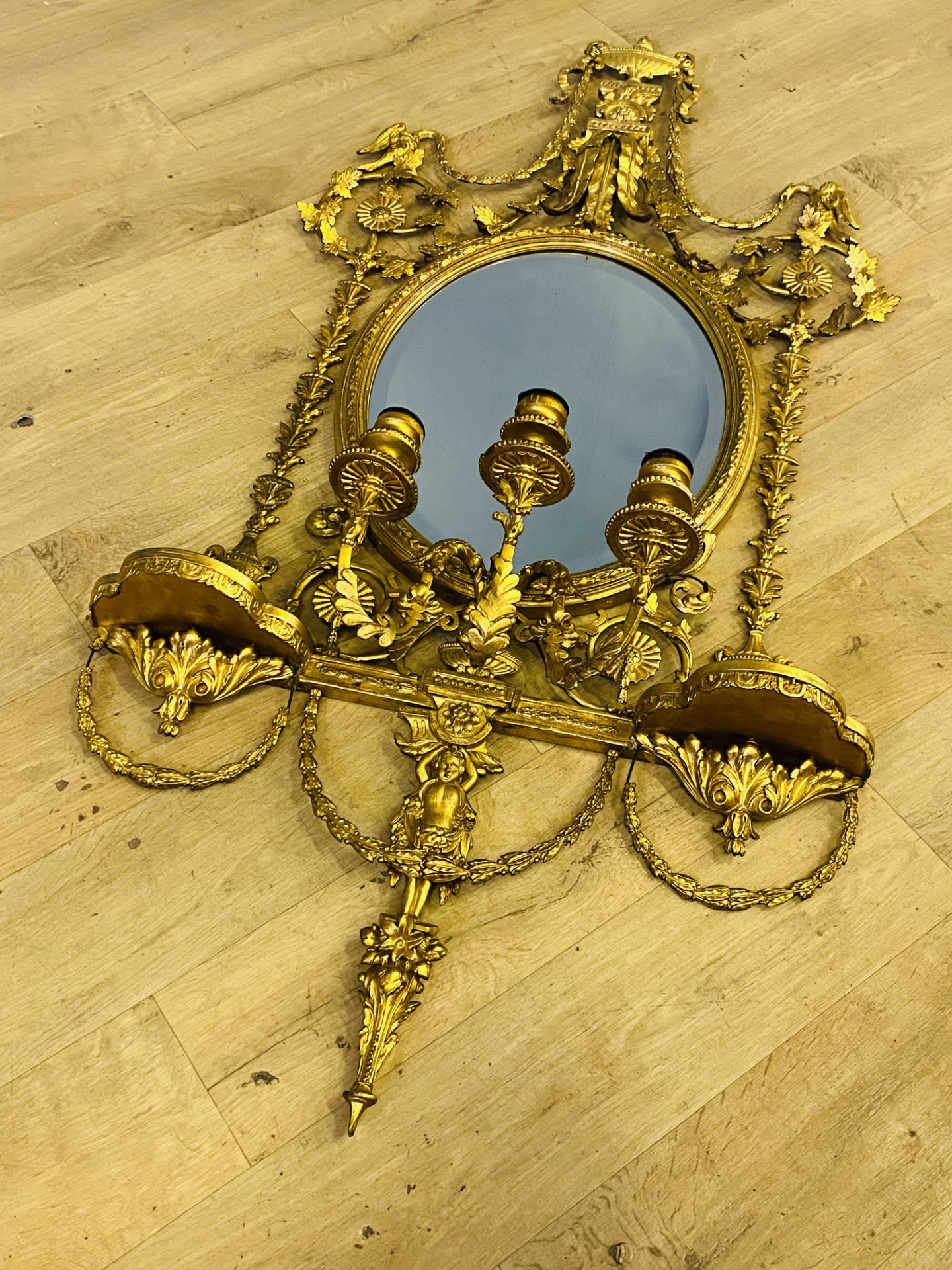 19th century gilt gesso girandole mirror - Image 2 of 9