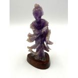 Early 20th century chinese carved amethyst figure of Guanyin