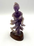 Early 20th century chinese carved amethyst figure of Guanyin