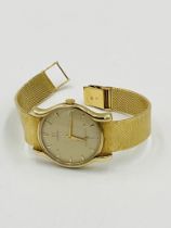 18ct gold Omega gentleman's wristwatch on an 18ct gold mesh strap