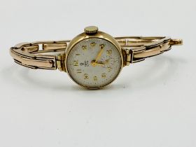 Tudor Royal ladies wrist watch in yellow metal case, on 9ct gold strap