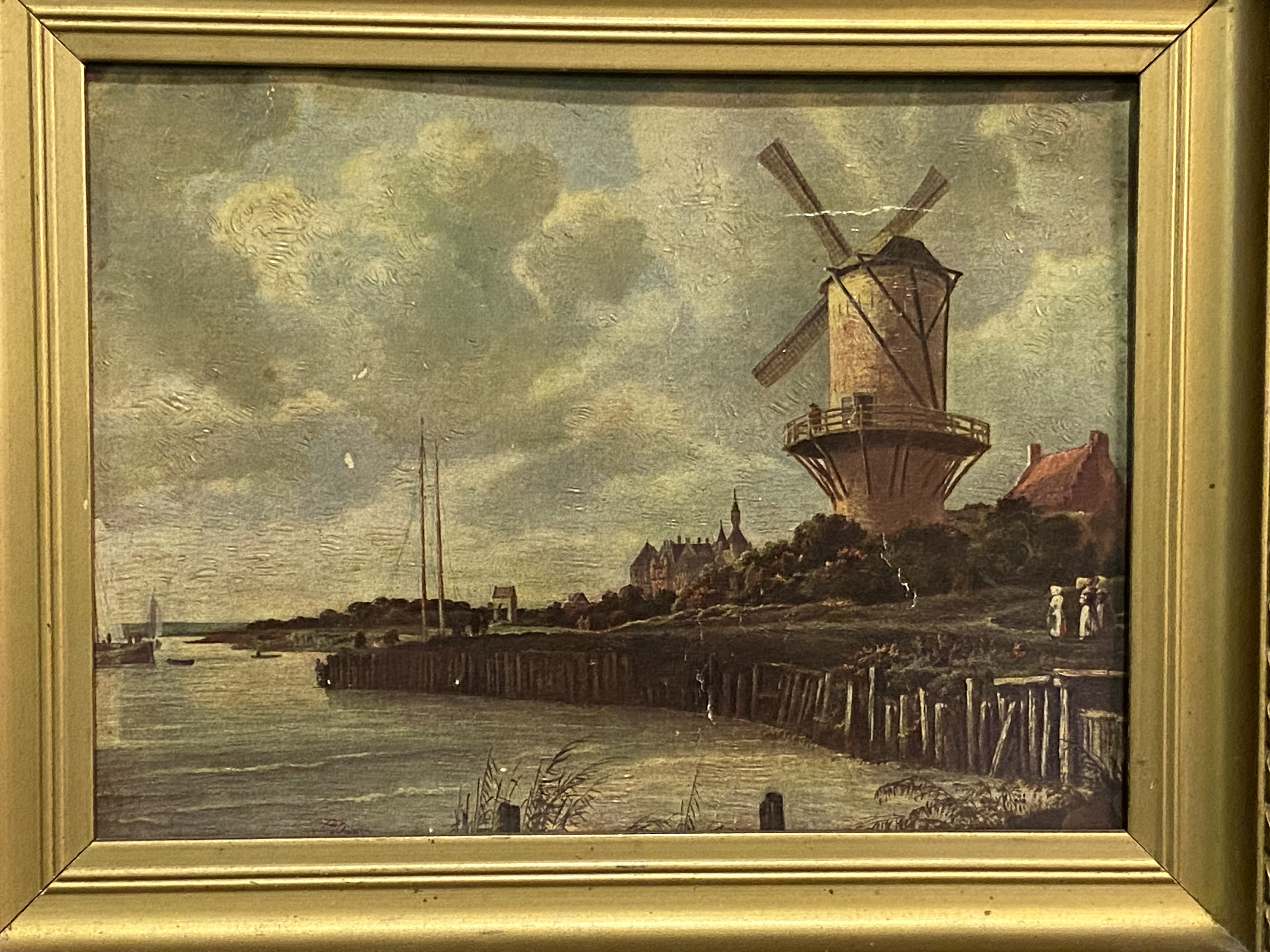 Two framed oil on card of windmills - Image 3 of 4