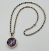 Silver necklace with blue john pendant
