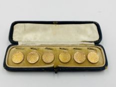 Boxed set of six 9ct gold buttons