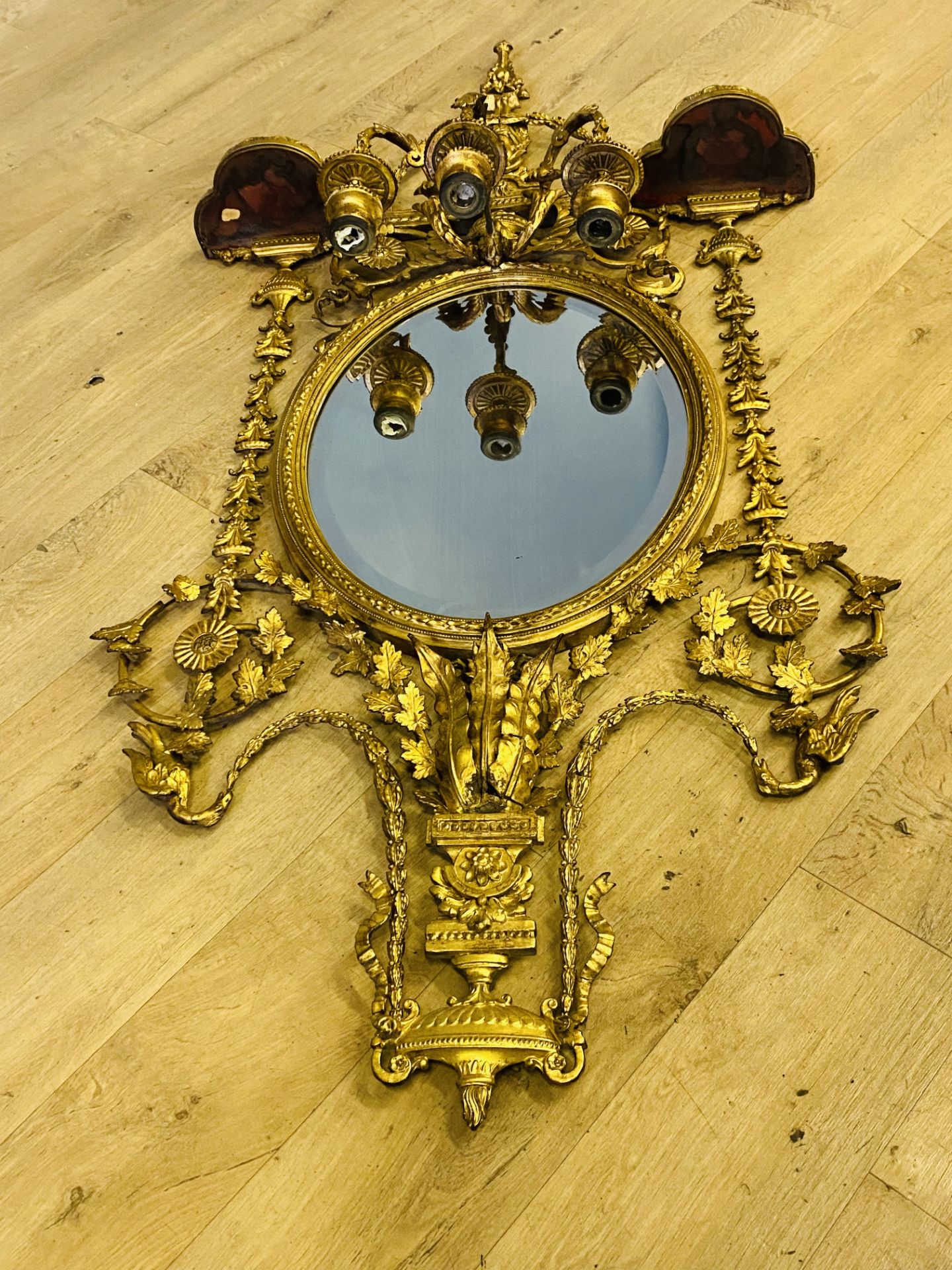 19th century gilt gesso girandole mirror - Bild 6 aus 9