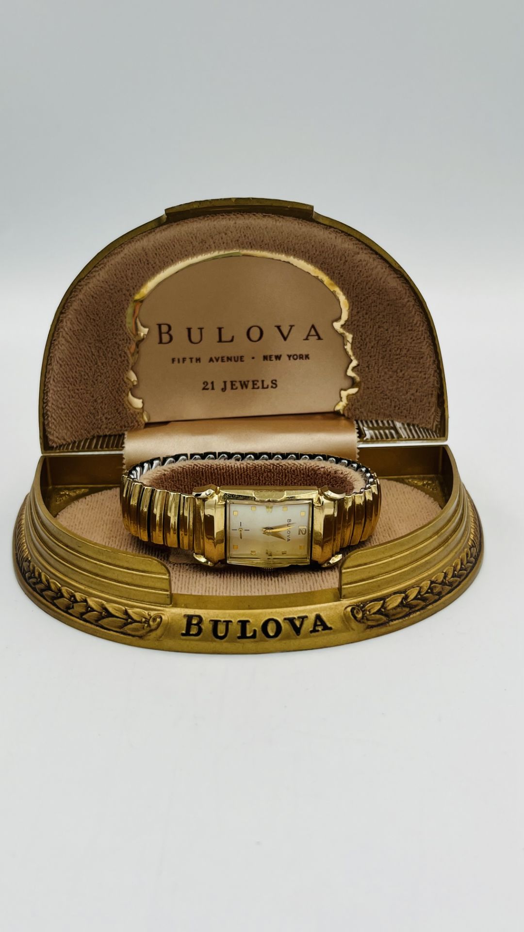 Bulova "tank" style 10k rolled gold cased manual wind wrist watch - Bild 2 aus 7