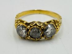 Three stone rose diamond ring