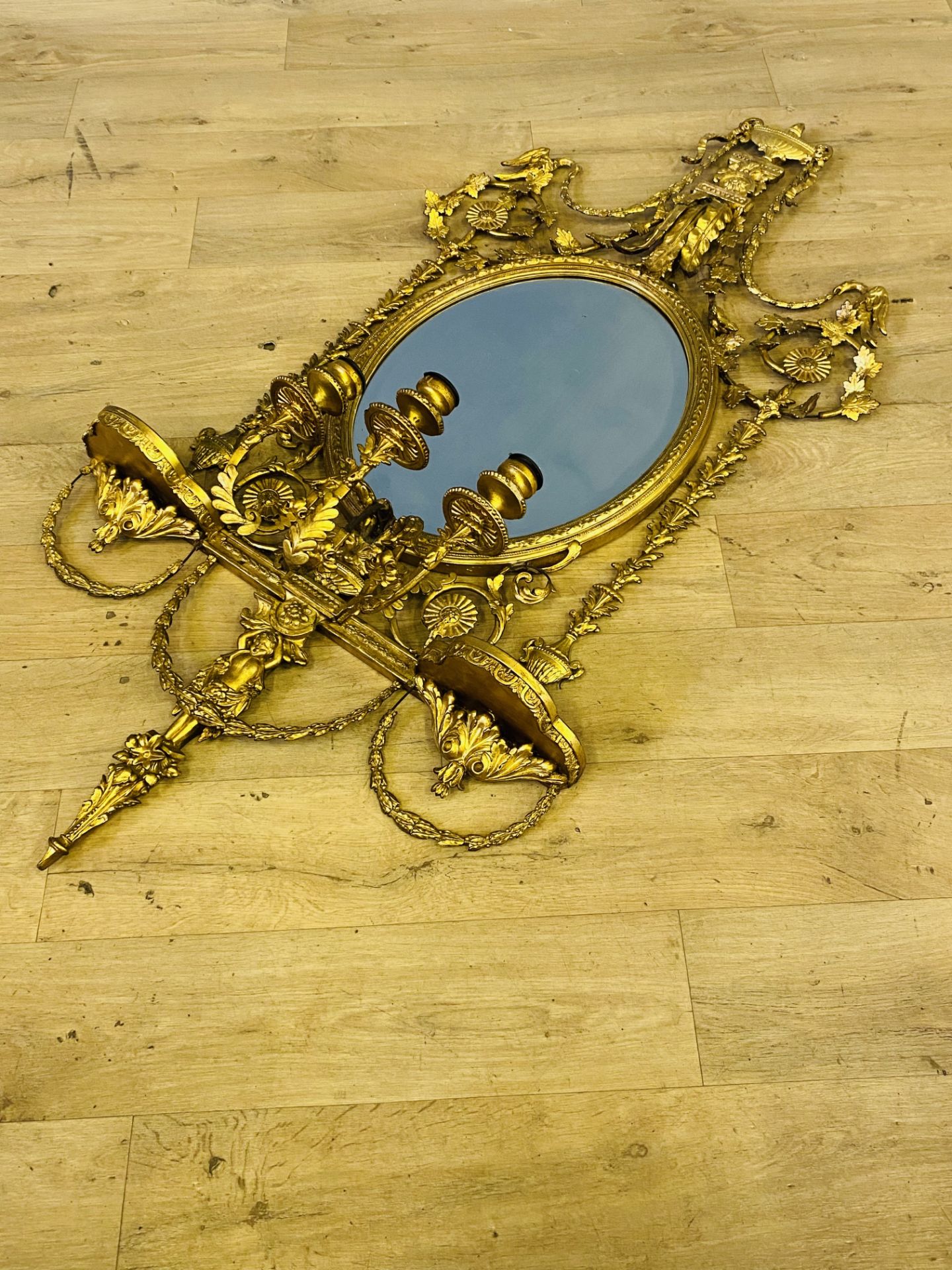 19th century gilt gesso girandole mirror - Bild 7 aus 9