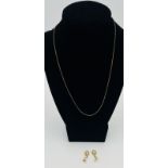 Pair of 9ct earrings together with a 9ct gold chain