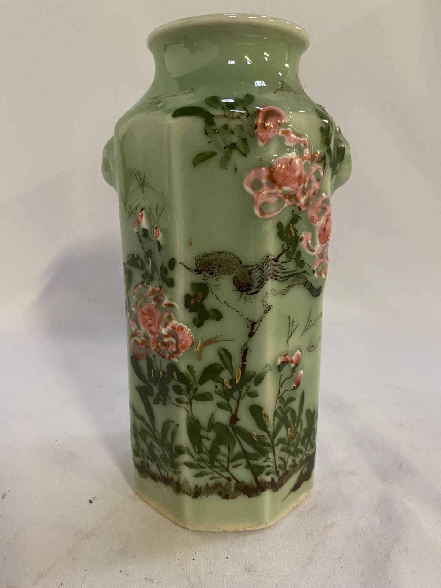 Chinese octagonal celadon vase - Image 2 of 4